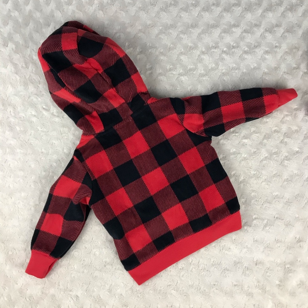 Carter’s Buffalo Plaid Hooded Jacket Heart Red - Picture 5 of 5